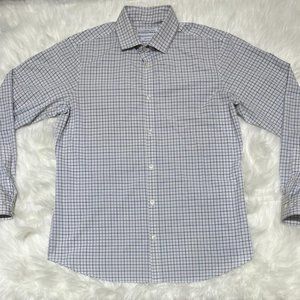 Mizzen+Main Leeward Men's Dress Shirt White and Navy Blue Checkered L Trim Fit